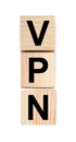 Cubes with acronym VPN on white background, top view