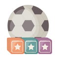 Cubes blocks with stars and soccer balloon toys square frame and birthday elements vector illustraitor