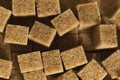 Cubes of brown cane unrefined demerara sugar. Royalty Free Stock Photo