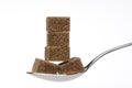 Cubes of brown sugar on a spoon Royalty Free Stock Photo