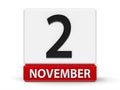 Cubes calendar 2nd November Royalty Free Stock Photo