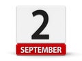Cubes calendar 2nd September Royalty Free Stock Photo