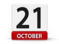 Cubes calendar 21st October Royalty Free Stock Photo
