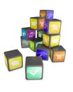 Cubes with color application icons