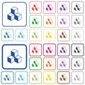 Cubes outlined flat color icons Royalty Free Stock Photo