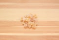 Cubes of crystallised stem ginger on wood