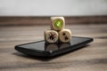 Cubes and dice with Internet security and anti virus protection Royalty Free Stock Photo