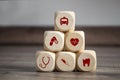 Cubes and Dice with medical symbols Royalty Free Stock Photo