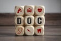 Cubes and Dice with medical symbols