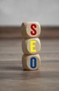 Cubes dice with SEO search engine optimization