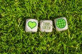 Cubes and dice with think green and save our planet with green electricity