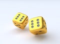 Cubes dice two golden on white background Royalty Free Stock Photo