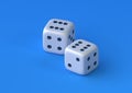 Cubes dice two white dices on blue background Royalty Free Stock Photo