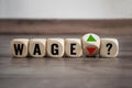 Cubes dice with wage up and down Royalty Free Stock Photo