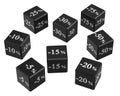 Cubes with different discounts for sale. Figures with percentages. png transparent Royalty Free Stock Photo