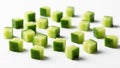 The cubes display a vibrant green outer layer with a paler green interior Royalty Free Stock Photo