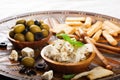 Cubes of feta cheese with olives Royalty Free Stock Photo