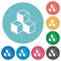 Cubes flat round icons Royalty Free Stock Photo