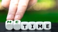 Cubes form the expression `me time`. Symbol for reducing stress Royalty Free Stock Photo