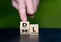Cubes form the expressions DL (deep learning) and ML (machine learning).