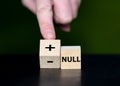 Cubes form the German saying 'plus minus null' (plus minus zero).