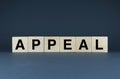 Cubes form the word Appeal. Concept of Appeal and legal matter