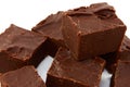 Cubes Of Homemade Chocolate Fudge On White