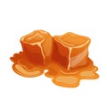 cubes melted caramel cartoon vector illustration