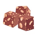 Cubes of Nougat with Nuts Oriental Sweet Vector Illustration