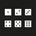 Cubes numbers black background. Game icon set. Vector illustration.