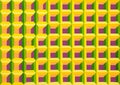 Cubes pattern mesh texture illustration. Hand drawn painting optical illusion yellow purple Royalty Free Stock Photo