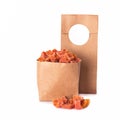 Cubes of pumpkin dried in the craft package. Royalty Free Stock Photo