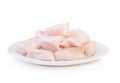 Cubes of raw rendered lard on white background
