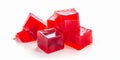Cubes of red jelly on a white background Royalty Free Stock Photo