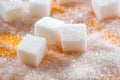 Cubes of refined sugar on the table close-up Royalty Free Stock Photo