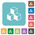 Cubes rounded square flat icons Royalty Free Stock Photo