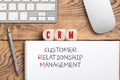 Cubes showing the acronym CRM and the explanation CUSTOMER RELATIONSHIP MANAGEMENT