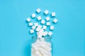 Cubes of sugar on a blue background Royalty Free Stock Photo