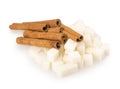 Cubes of sugar and cinnamon Royalty Free Stock Photo