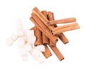 Cubes of sugar and cinnamon Royalty Free Stock Photo