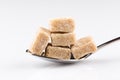 Cubes of sugar on a spoon Royalty Free Stock Photo