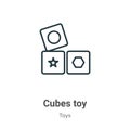 Cubes toy outline vector icon. Thin line black cubes toy icon, flat vector simple element illustration from editable toys concept Royalty Free Stock Photo