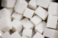 Cubes of white refined sugar in a bowl top view Royalty Free Stock Photo