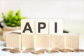 Cubes with the word API on them, care concept Royalty Free Stock Photo