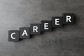 Cubes with word CAREER on stone background, flat lay Royalty Free Stock Photo