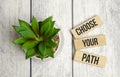 cubes with the word CHOOSE YOUR PATH on them. Care concept Royalty Free Stock Photo