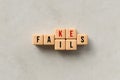 Cubes with the words FAKES and FAILS  - 3D rendered illustration Royalty Free Stock Photo