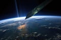 cubesat with solar sail deployed in earth orbit