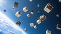 CubeSats in Space During Deployment from International Space Station Royalty Free Stock Photo