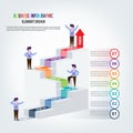 Infographics business template stairs with arrow steps for Presentation, Sale forecast, Improvement, Step by Step Royalty Free Stock Photo